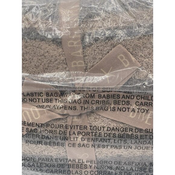 Barefoot Dreams CozyChic Stripe Solid Blanket Size 45”x60” Beige Gray - Picture 5 of 5